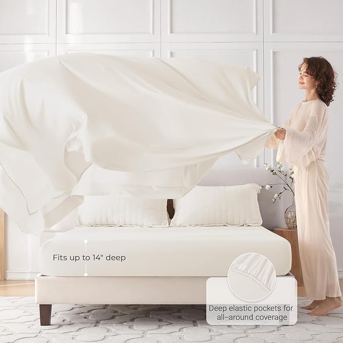 MUXHOMO 7 Pieces Queen Comforter Set, Seersucker Bed in a Bag Queen Size - Image 3