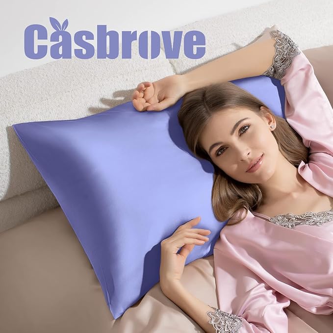 Silk Pillow Cases 2 Pack Mulberry Silk Pillowcases Soft Breathable Both Sided - Image 3