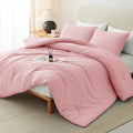 CozyLux King Size Comforter Set Pink, 3 Pieces Solid Comforters King Size by CozyLux