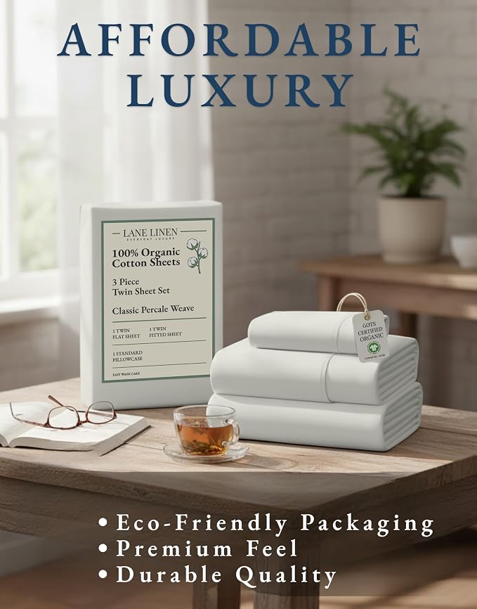 LANE LINEN Twin Bed Sheets, 100% Organic Cotton Sheets Twin Size, Hotel Quality - Image 8