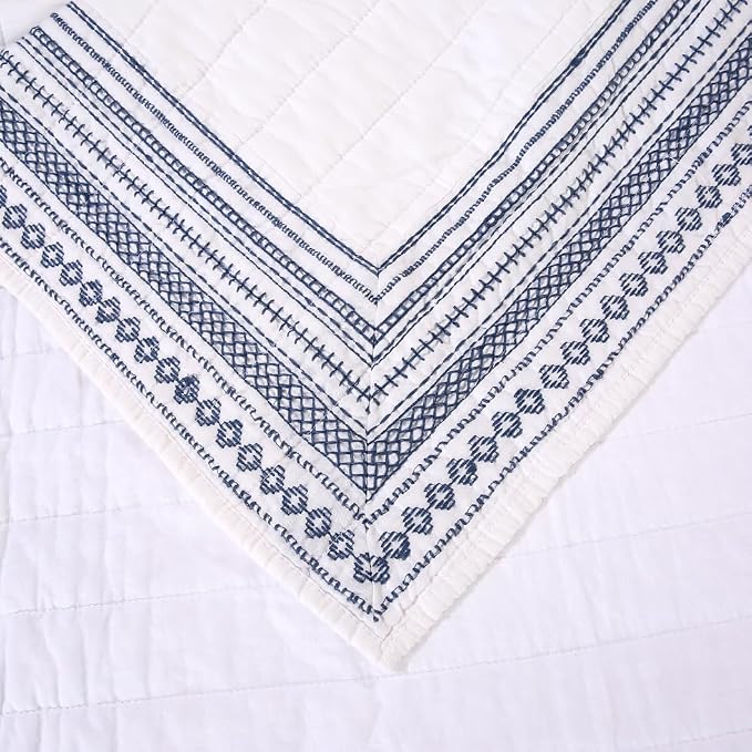 Quilt Set Floral Leaves 3D Embroidery Pattern 3 PCS Cotton Reversible Quilted - Image 7