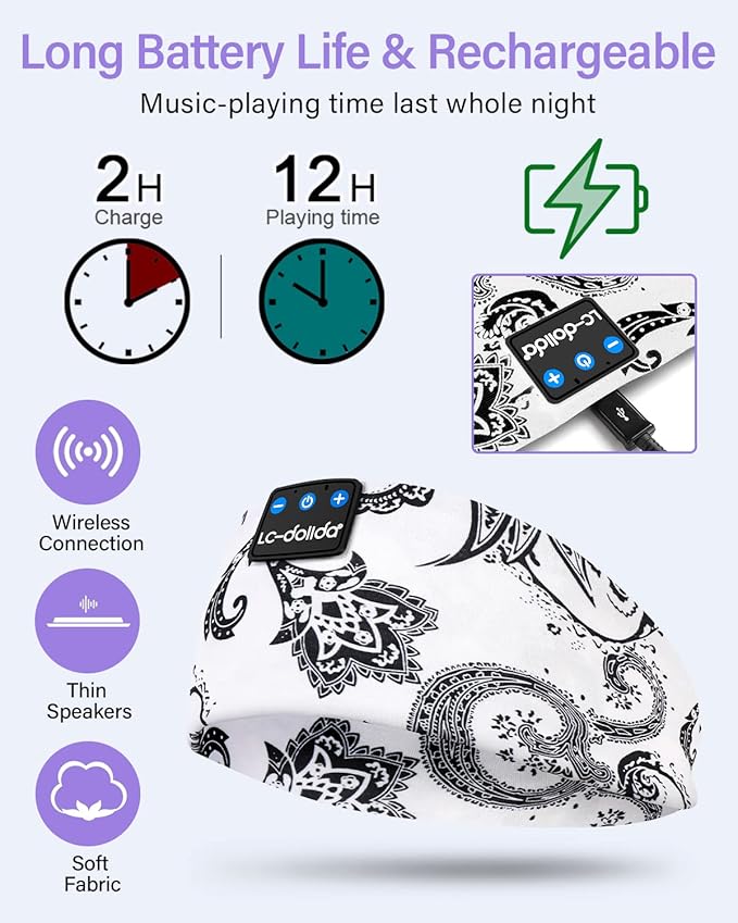 LC-dolida Sleep Headphones Bluetooth Wireless Headphones - Image 5