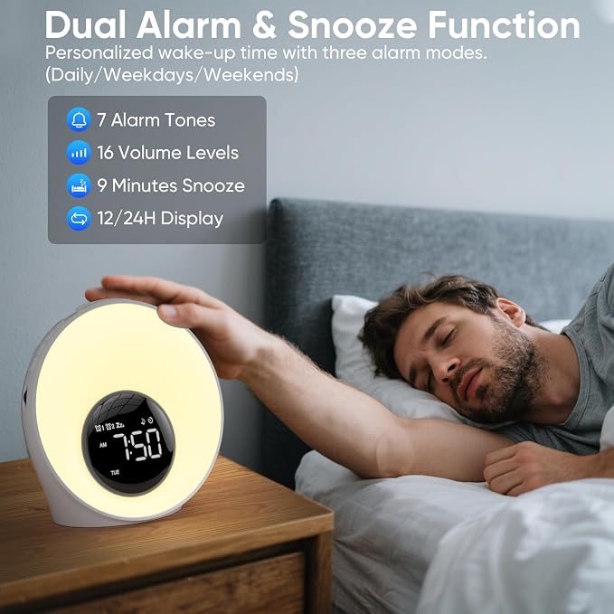 AFEXOA Wake Up Light Sunrise Alarm Clock - Image 3
