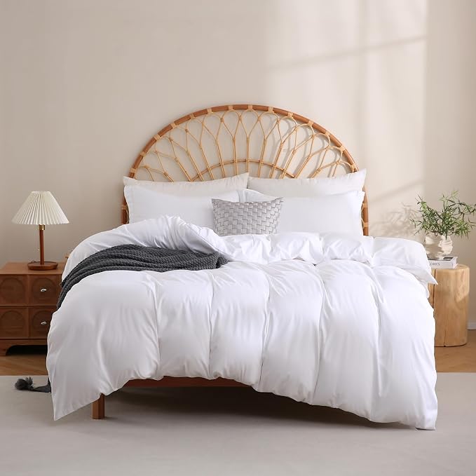 JSD White Duvet Cover Set Full Size, 3 Piece Duvet Cover by JSD