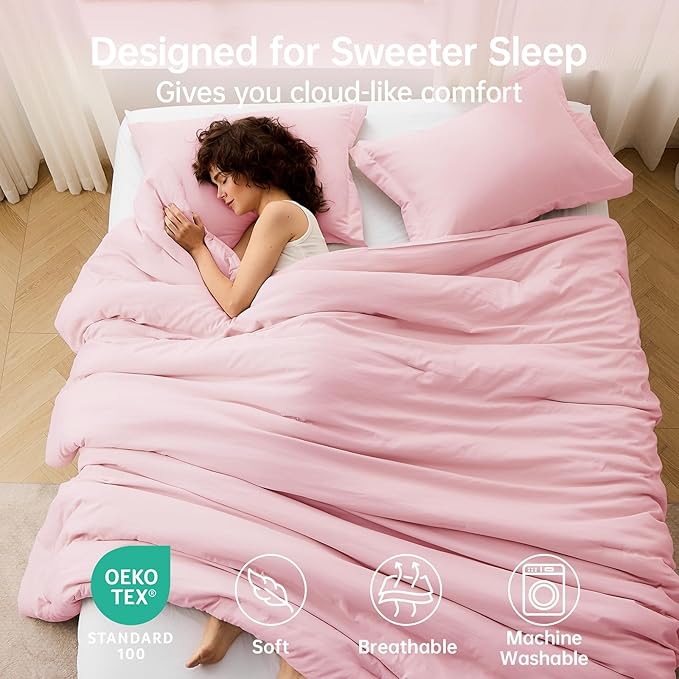 MUXHOMO Pink Queen Comforter Set, All Season Ultra Soft Down Alternative Bedding - Image 2