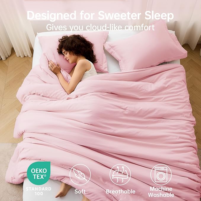MUXHOMO Pink Oversized King Comforter Sets, All Season Ultra Soft Down - Image 2