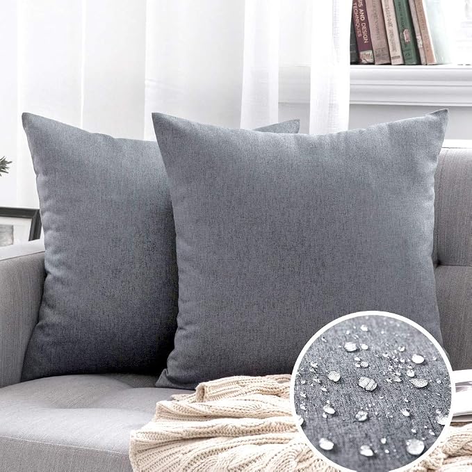 MIULEE Pack of 2 Decorative Outdoor Solid Waterproof Throw Pillow Covers Euro - Image 7