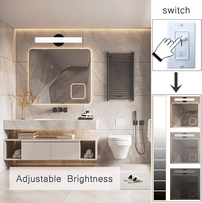 OOWOLF Bathroom Vanity Light, Adjustable Brightness 12W 17.3inch Bathroom Light - Image 2