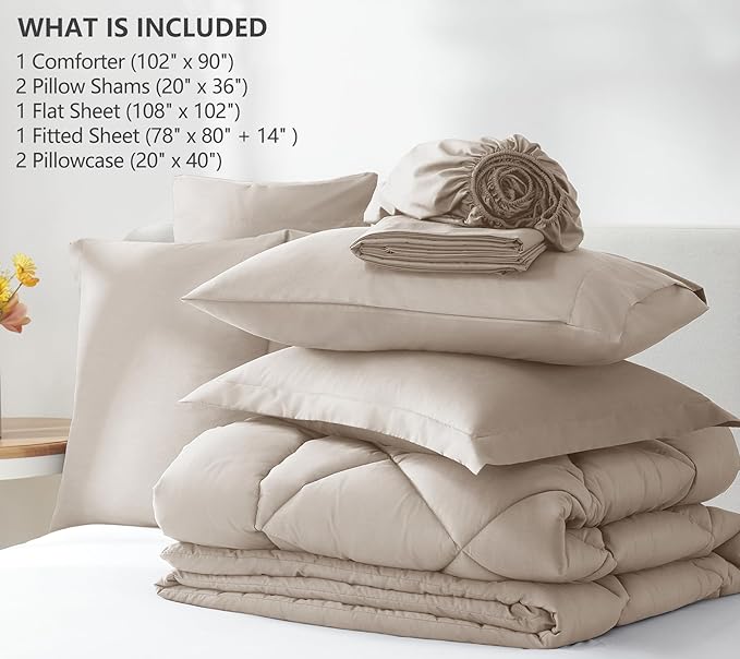 CozyLux King Size Comforter Set Linen - Image 6