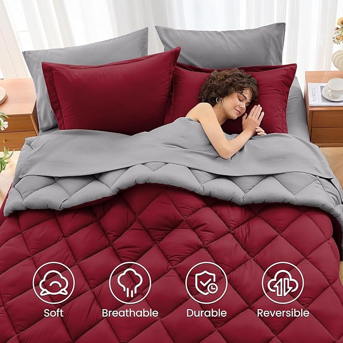 MUXHOMO 7 Pieces Full Comforter Set, Reversible Bed in a Bag Full Size - Image 6