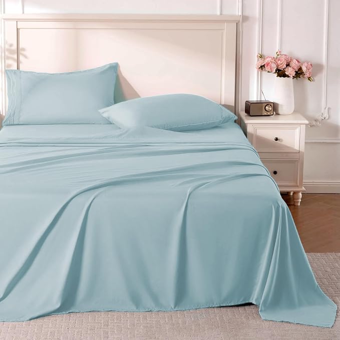 ROSE&RISY White Full Sheet Set, 4 Pieces Soft Bedding Full Sheet Set, by ROSERISY