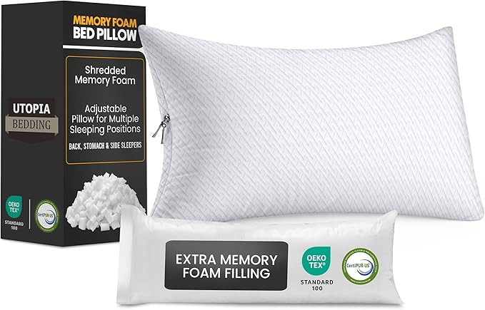 Utopia Bedding Shredded Memory Foam Pillows, Cooling Adjustable Bed Pillows by UTOPIABEDDING