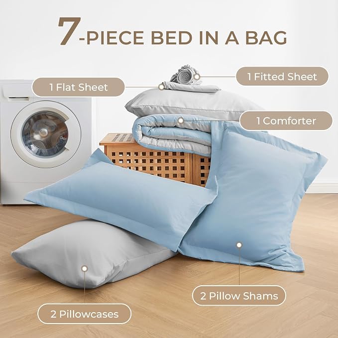 Sasttie King Size Comforter Set, 7 Pieces Bed in a Bag King, Complete Bedding - Image 6