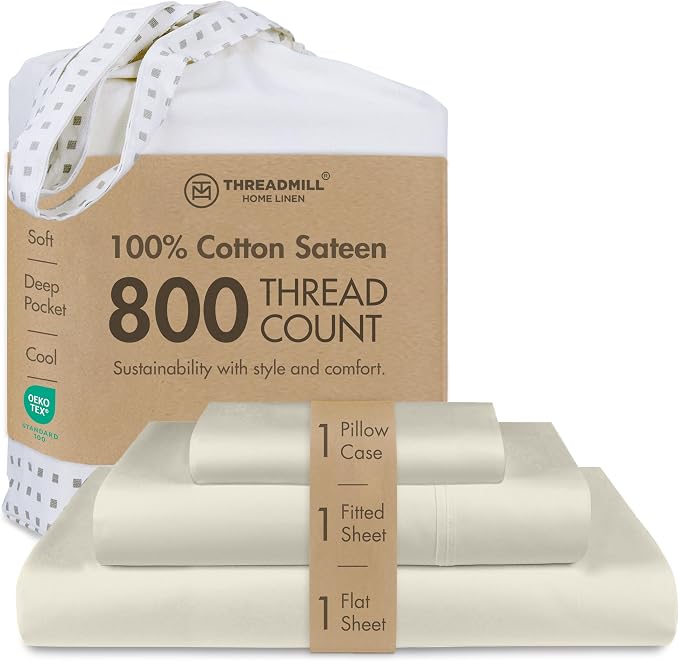 Threadmill Sheets for Twin Mattress | 800 Thread Count Twin Bed Sheets Set by ThreadmillHomeLinen