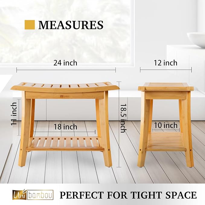 Unibambou Bamboo Shower Bench - Image 3