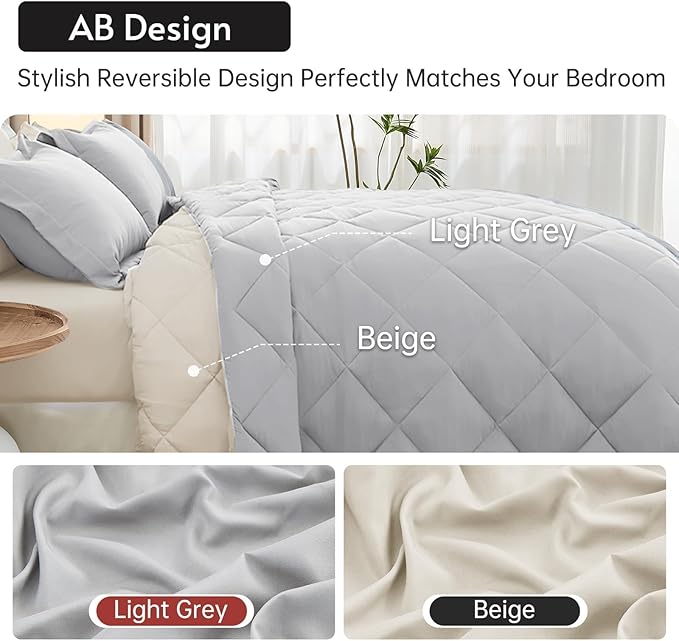 MUXHOMO 7 Pieces Queen Comforter Set, Reversible Bed in a Bag Queen Size - Image 3