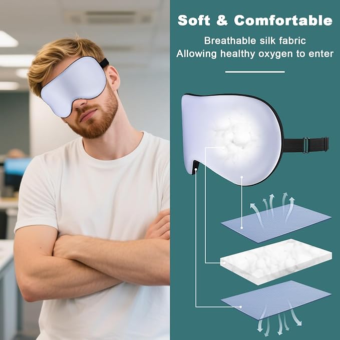 Sleep Mask for Side Sleeper Women Men, Eye Mask for Sleeping Light Blocking - Image 4