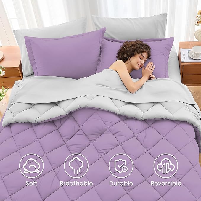 MUXHOMO 5 Pieces Twin Comforter Set, Reversible Bed in a Bag Twin Size - Image 6