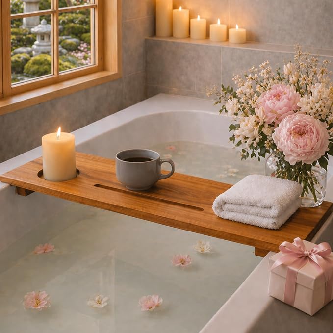 Teak Bathtub Tray for Tub 29” | Bath Tub Tray Wood for Small Tubs, Bath Tray - Image 6