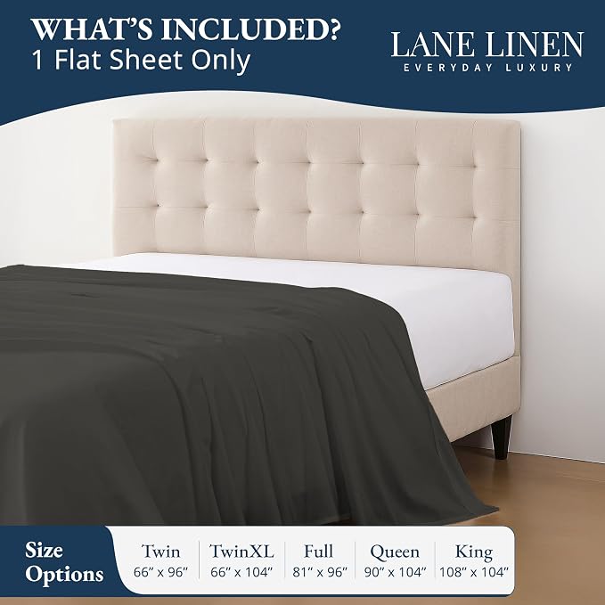 Lane Linen 100% Organic Cotton Full Size Flat Sheet Only - Image 2