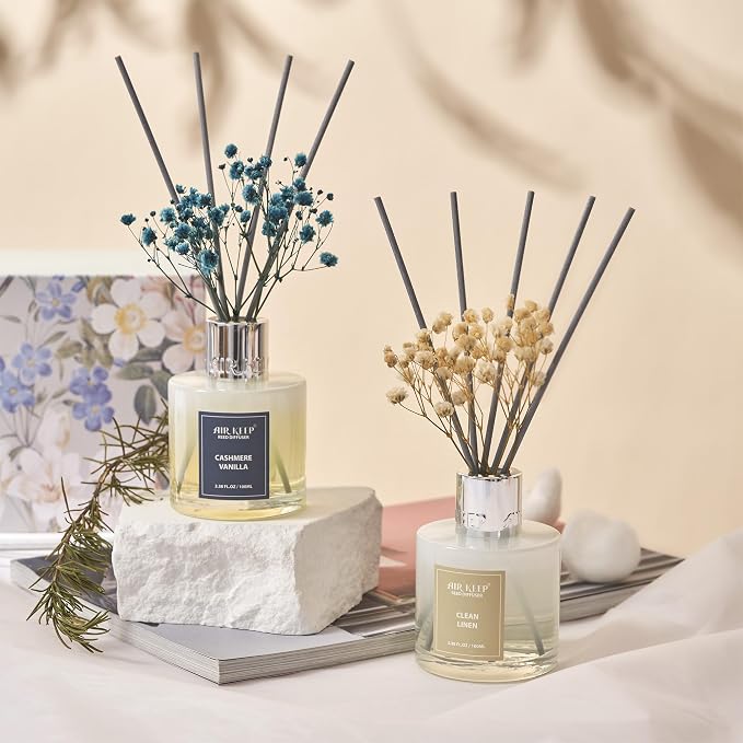 Airkeep Reed Diffuser 3.38 oz 2pk, Clean Linen/Cashmere Vanilla Scented Reed - Image 6