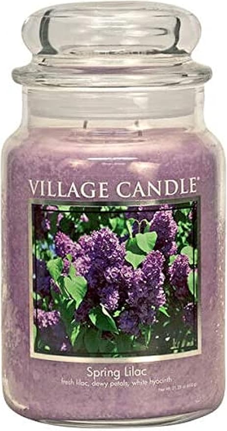 Village Candle Spring Lilac Large Glass Apothecary Jar, Scented Candle by VillageCandle