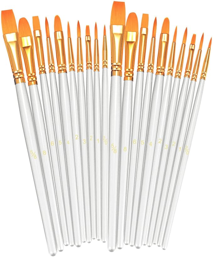 BOSOBO Paint Brushes Set, 2 Pack 20 Pcs Round Pointed Tip Paintbrushes Nylon by ArtistPaintBrushesSet