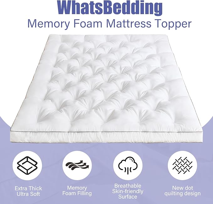 WhatsBedding 4 Inch Memory Foam Mattress Topper Full - Image 4