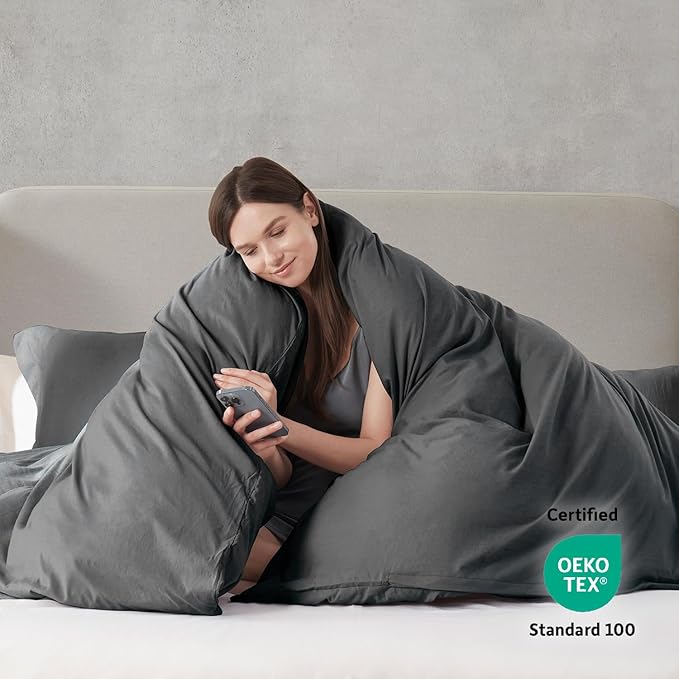 Nestl Grey Duvet Cover Queen Size - Image 3