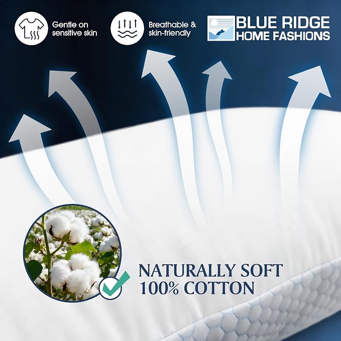 Blue Ridge Home Fashions Cooling Bed Pillows Queen Size Set of 2, Reversible - Image 4