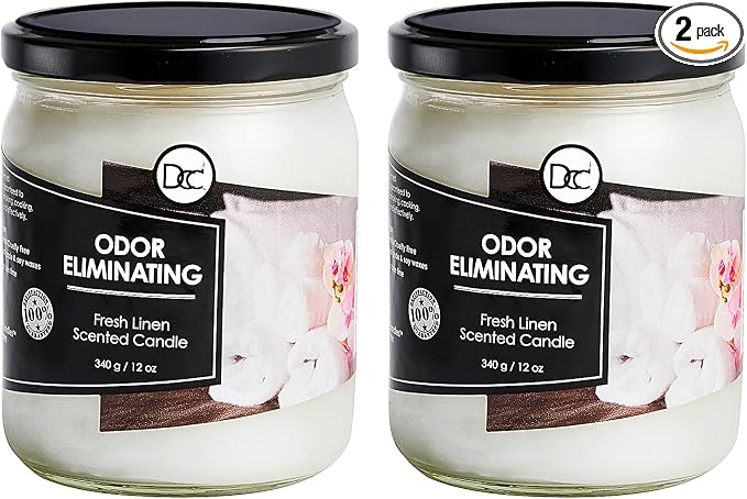 Fresh Linen Two Pack Odor Eliminating Highly Fragranced Candle by DiannesCustomCandles