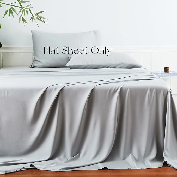 Bamboo Viscose Flat Sheets Only, 400 Thread Count Sateen Weave King Size Flat - Image 2