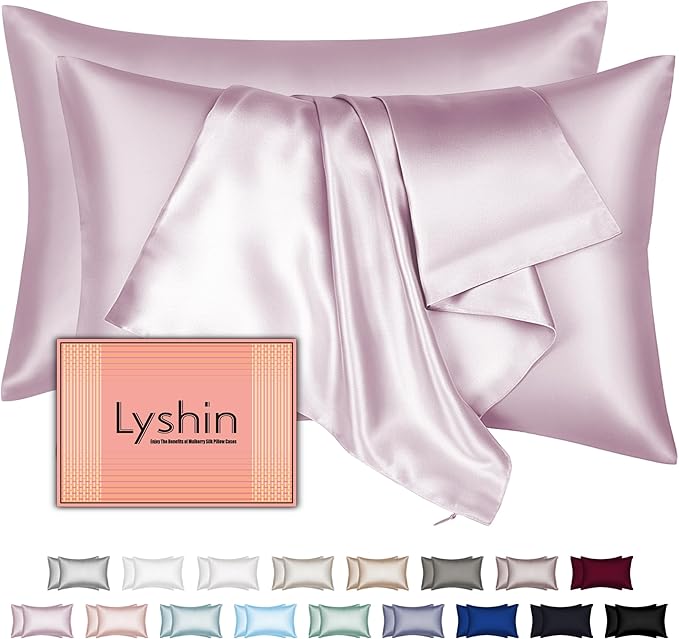 Silk Pillow Cases 2 Pack Standard Size by LYSHINSILKPILLOWCASES