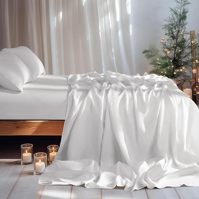LBRO2M 100% Pure Linen Sheet Set Deep Pocket Up to 16" Bed Sheets Sets - Image 7