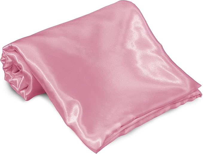 Homiest Pink Satin Queen Size Luxury Flat Sheet, Ultra Soft Silky Bedding - Image 2