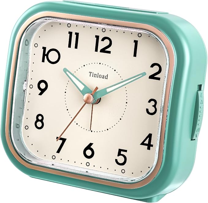 Tinload 4.3" Vintage Retro Analog Alarm Clock, Super Silent Non Ticking Clock - Image 2