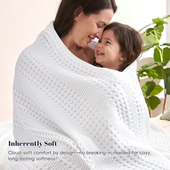 PHF Cooling Waffle Blanket King Size, Lightweight 60% Rayon from Bamboo & 40% - Image 6