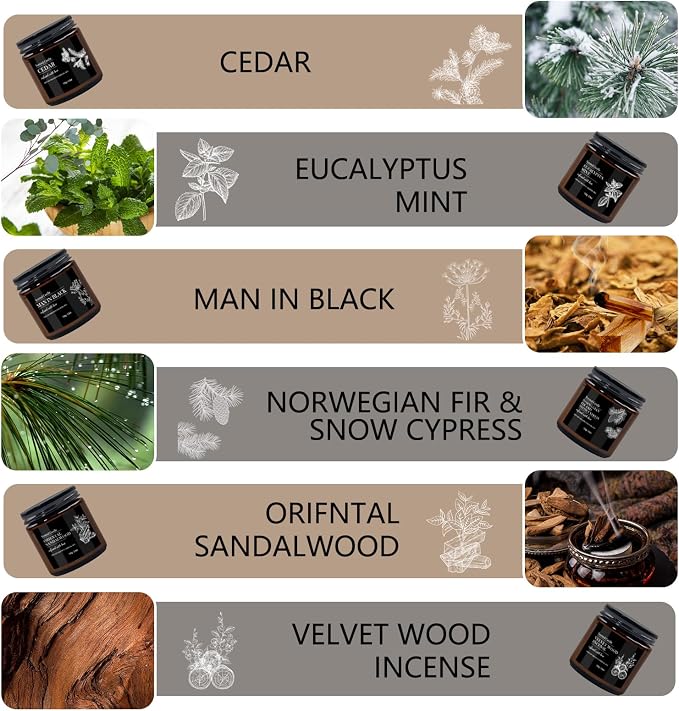 Scented Candles for Men | 6 Pack Candles for Home Scented, 150 Hour Burn Time - Image 2