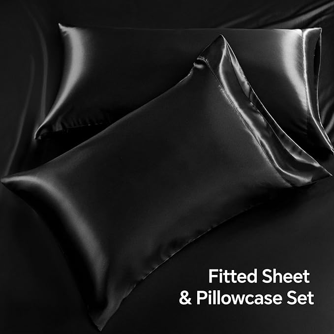 BEDELITE Satin Fitted Sheet and Pillowcases Set, Luxury Soft Similar to Silk - Image 6