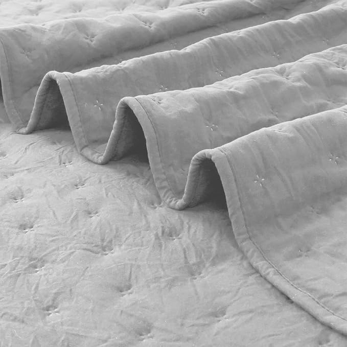 ROARINGWILD Light Grey Queen Size Quilt Bedding Sets - Image 5