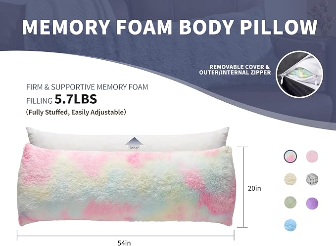 WSOFRLAC Leg Pillow for Side Sleeping 20x54 Large Bolster Pillow for Bed - Image 5