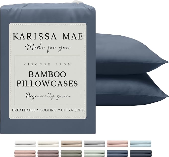 Karissa Mae Cooling Bamboo Viscose Queen Size Pillowcase Set | 100% FSC by KARISSAMAE