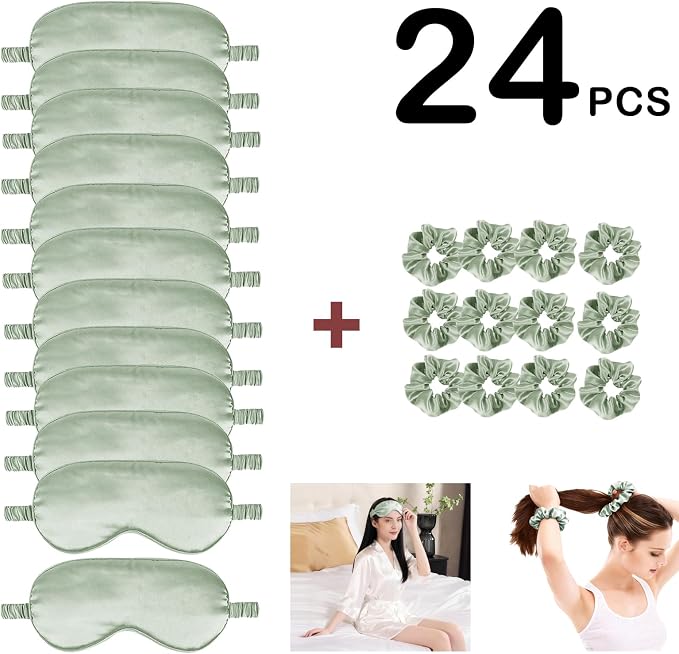 24Pcs Satin Eye Mask Silk Sleep Masks Silky Eyes Cover Blackout Blindfold - Image 2