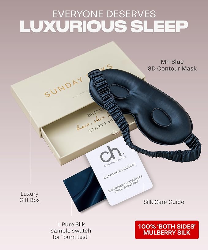 SUNDAYSILKS™ 3D Contoured Silk Sleep Mask | Padded Silk Eye Mask - Image 3