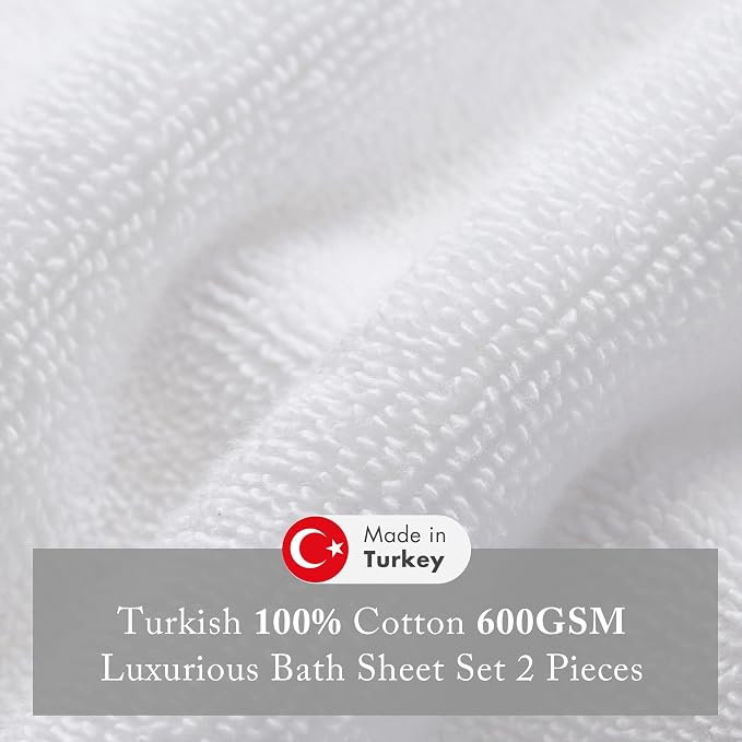 Madison Park Turkish Bath Towel Set 100% Cotton Bath Towel 600GSM Oversized - Image 3