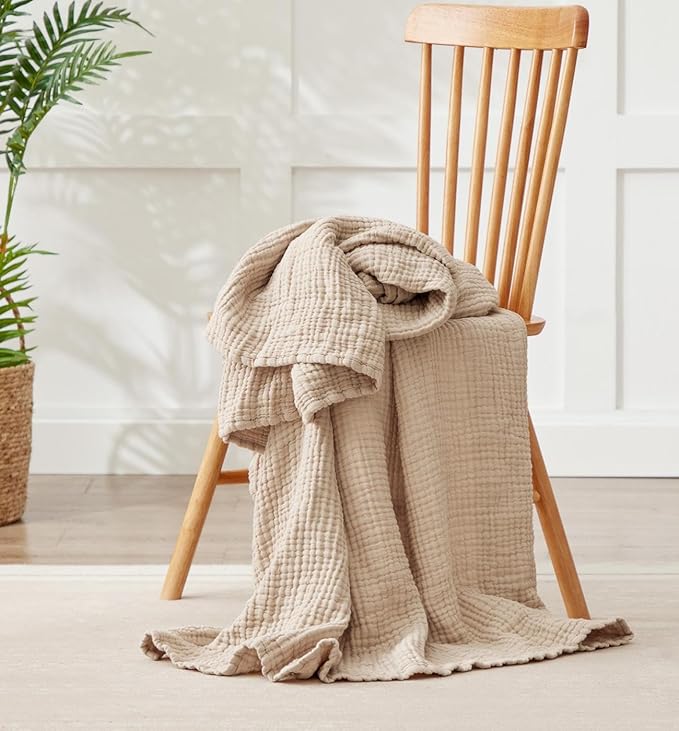 6 Layers Cotton Muslin Blankets Large, Lightweight Cotton Throw, Cooling Soft by Kozyhvn