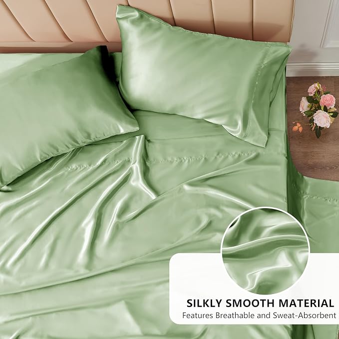 CozyLux Satin Sheets King Size Sheet Set - Image 3