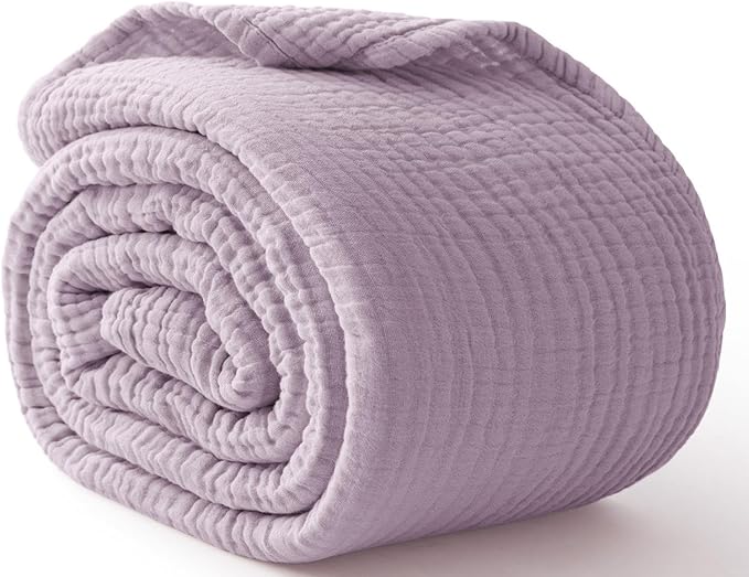 100% Cotton Muslin Blanket Large 50" x 70", 6 Layers Breathable and Lightweight by Kozyhvn