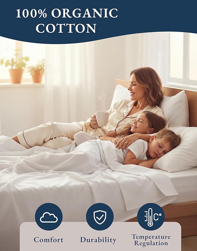 LANE LINEN 100% Organic Cotton Twin Sheets Set, Soft & Comfy Breathable Cotton - Image 6