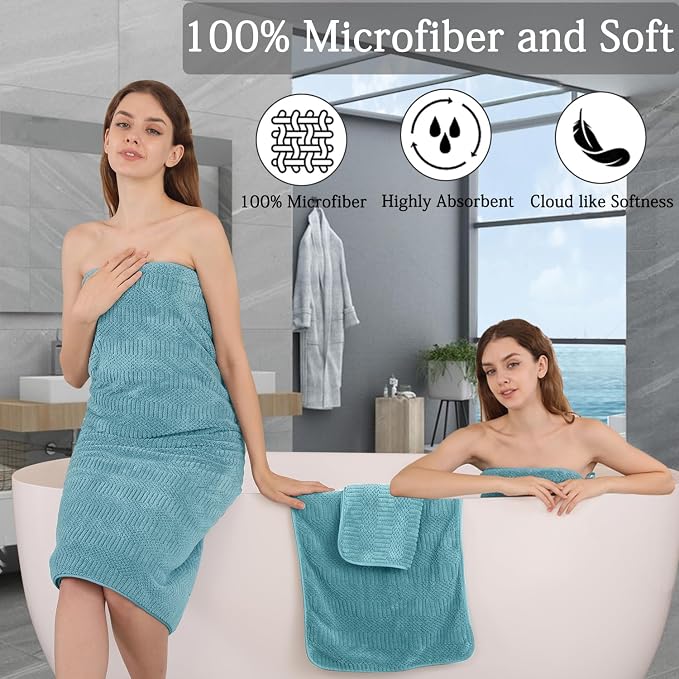 8 Piece Bath Towel Set-2 Oversized Bath Sheets, 2 Hand Towels, 4 - Image 4